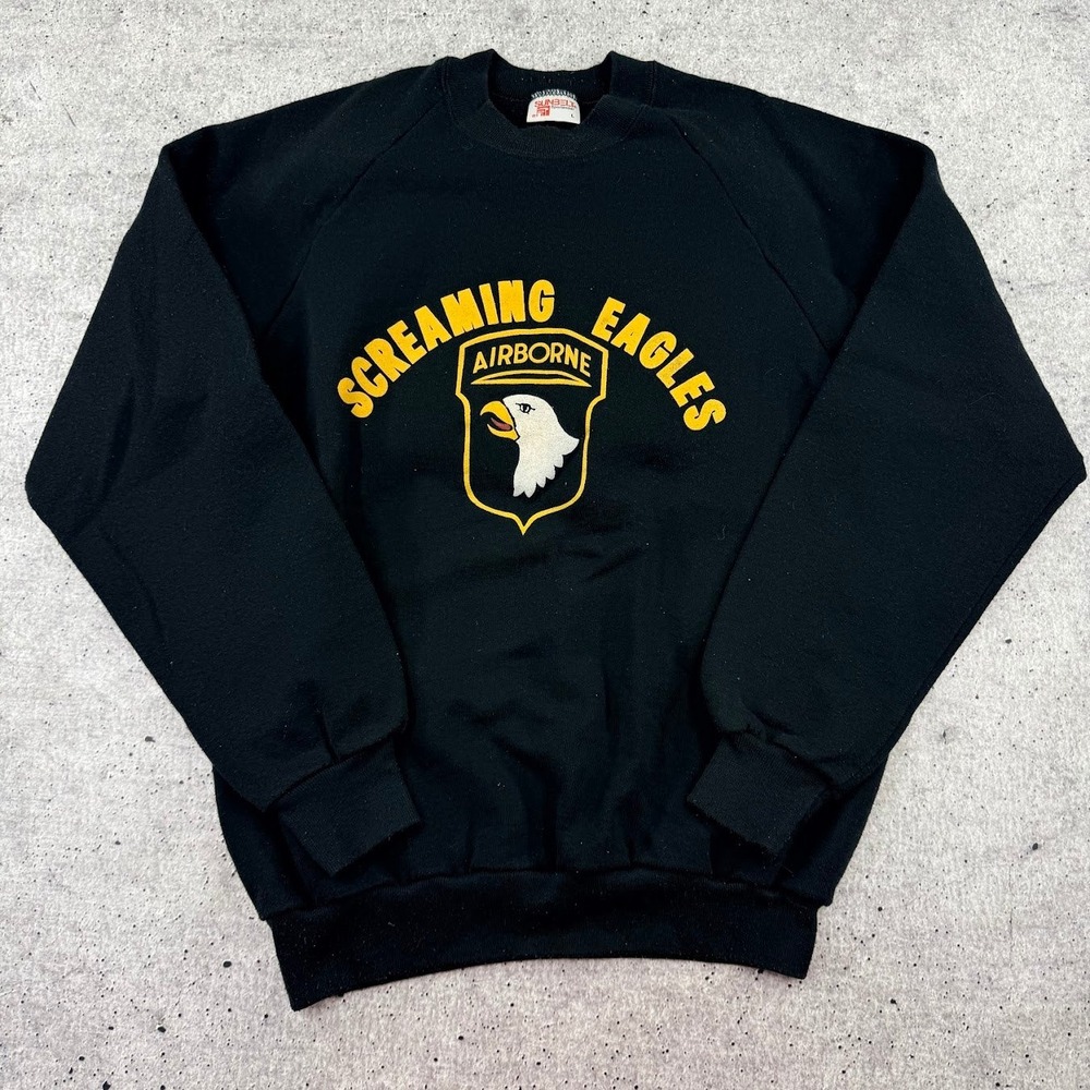 Vintage Screaming Eagles 101st Airborne Black Made USA Sweatshirt Sunbelt Large